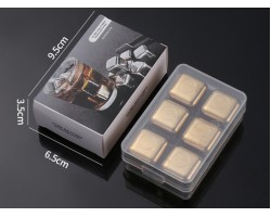 Камені для віскі з нержавіючої сталі 304, золоті, набір 6 штук з контейнером