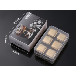 Камни для виски из нержавеющей стали 304, золотые, набор 6 штук с контейнером Камни для виски из нержавеющей стали 304, золотые, набор 6 штук с контейнером