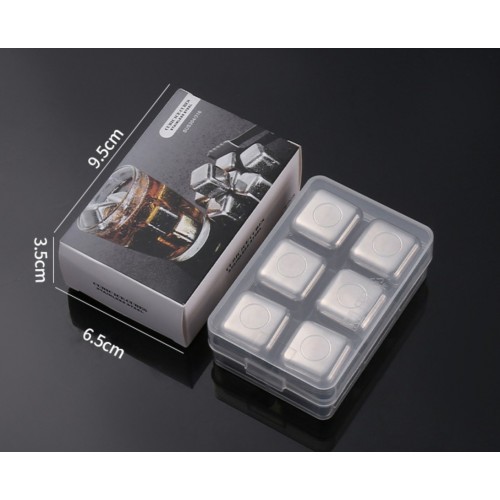 Камені для віскі з нержавіючої сталі 304 сріблясті набір 6 штук