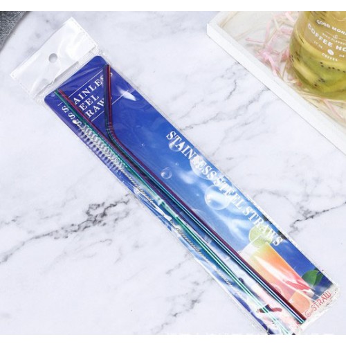 Багаторазові трубочки з нержавіючої сталі 304 — набори 6×215 мм з йоржиком