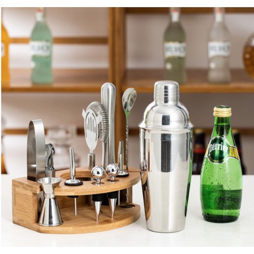 Набір бармена з нержавіючої сталі 750 мл з бамбуковою підставкою