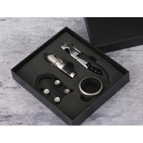 Набір для вина 4 в 1 з нержавіючої сталі — штопор, краплевловлювач, аератор, фольгоріз