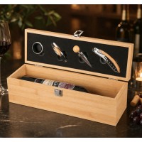 Набір для вина в бамбуковій коробці 4 предмети