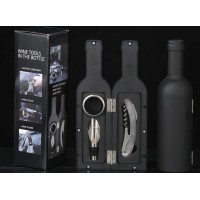 Набір для вина у формі пляшки 3 предмети чорний