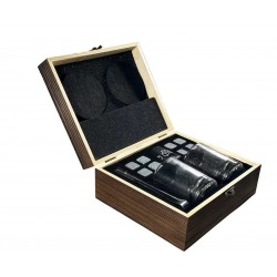 Набор для виски с камнями в деревянной коробке — 8 камней + 2 стакана Набор для виски с камнями в деревянной коробке — 8 камней + 2 стакана