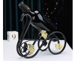 Підставка для вина Лебідь металева чорна із золотом, 30×12.5×24 см