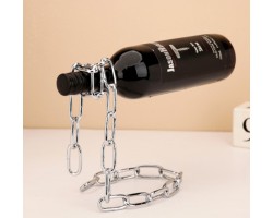 Підставка для вина Ланцюг декоративний металевий сріблястий, 20×12.5×20.5 см