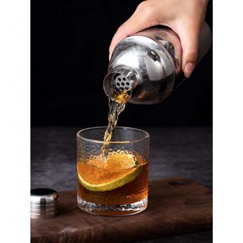 Шейкер для коктейлів 550 мл з нержавіючої сталі (барний, 3-складовий)