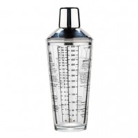 Шейкер для коктейлів 600 мл із скла з кришкою та ситом, подвійна шкала (мл/oz)