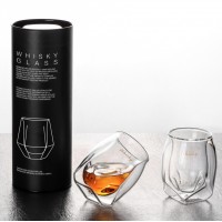 Стаканы для виски с двойными стенками бочкообразные 200 мл — 2 шт в тубусе (без надписи)
