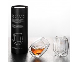 Склянки для віскі з подвійними стінками бочкоподібні 200 мл — 2 шт в тубусі (без напису)