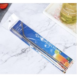 Трубочки з 304 сталі, сріблясті 6×265 мм — набір 3-в-1 (пряма, зігнута, щітка) Трубочки з 304 сталі, сріблясті 6×265 мм — набір 3-в-1 (пряма, зігнута, щітка)