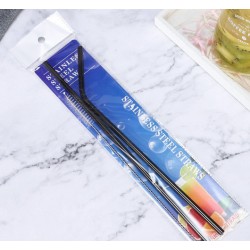 Трубочки з нержавіючої сталі 304, чорні 6×215 мм — набір 3-в-1 (пряма, зігнута, щітка) Трубочки з нержавіючої сталі 304, чорні 6×215 мм — набір 3-в-1 (пряма, зігнута, щітка)