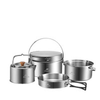 Набор посуды (кастрюля, котелок, сковорода, чайник) Naturehike NH22CJ005, нержавеющая сталь
