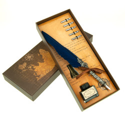 Вінтажний подарунковий набір для каліграфії Ручка ажурна перова (синій)