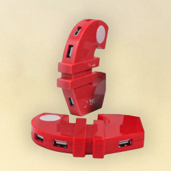 Хаб USB Євро розгалужувач (червоний)