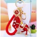 Брелок Кінь на удачу подарунок на Рік Коня червоний зі стразами 12 см карабін+кільце