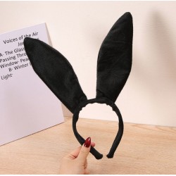 Чёрный обруч с большими заячьими ушами из ткани, карнавальный аксессуар