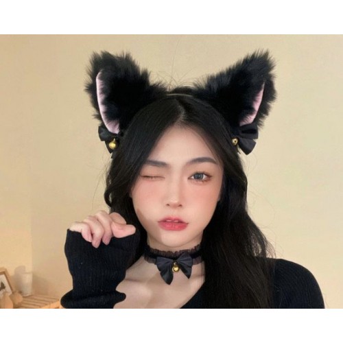 Чокер «Чёрная кошечка»: лента с рюшами, бантик и колокольчик, 31×31 см