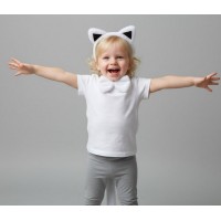 Дитячий карнавальний набір «Білий кіт»: обруч з вушками, бантик і хвіст, 3 предмети