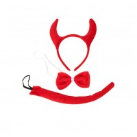 Детский карнавальный набор «Чертёнок»: обруч с рожками, бантик и хвост, красный, 3 предмета