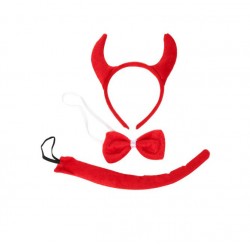 Детский карнавальный набор «Чертёнок»: обруч с рожками, бантик и хвост, красный, 3 предмета