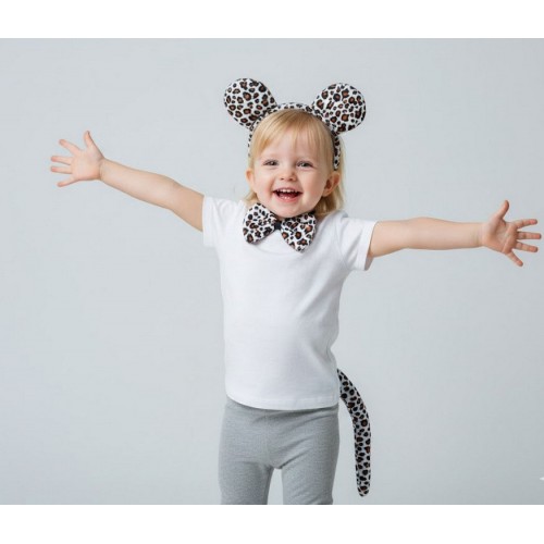 Детский карнавальный набор «Леопард»: обруч с ушками, бантик и хвост, леопардовый принт