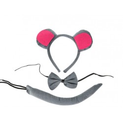 Детский карнавальный набор «Серый мышонок»: обруч с ушками, бантик и хвост, 3 предмета