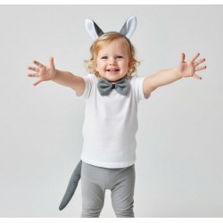 Дитячий карнавальний набір «Сірий вовк»: обруч з вушками, бантик і хвіст, 3 предмети