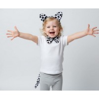 Дитячий карнавальний набір «Собачка»: обруч з вушками, бантик і хвіст, чорно-білий, 3 предмети