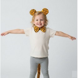 Дитячий карнавальний набір «Тигр»: обруч з вушками, бантик і хвіст, 3 предмети
