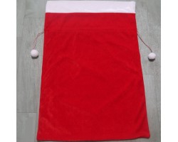 Новорічний мішок для подарунків «Санта» червоний оксамитовий, на зав'язках, 50×70 см