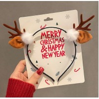 Обруч для Нового года с оленьими ушками и рожками, коричневый