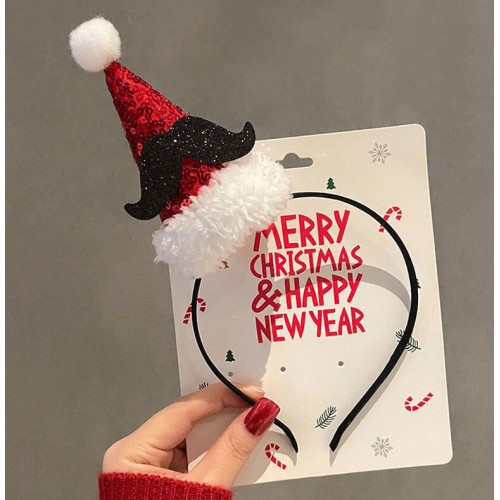 Новогодний обруч с шапкой Санты и подвеской «Merry Christmas», красный