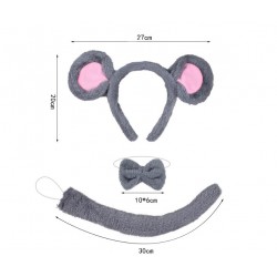 Плюшевый карнавальный набор «Мышка» серый: обруч с ушками, бантик и хвост, 3 предмета