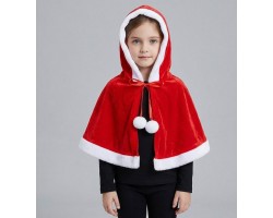 Різдвяна червона накидка-пелерина з капюшоном для дітей, універсальний розмір (на зріст 90–140 см)