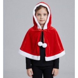 Різдвяна червона накидка-пелерина з капюшоном для дітей, універсальний розмір (на зріст 90–140 см)