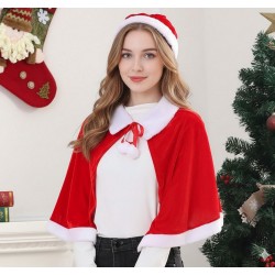 Рождественская красная накидка-пелерина с капюшоном для взрослых, бархатная, 51×48 см
