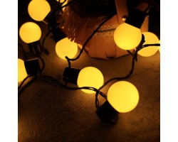 Вулична гірлянда LED «Кулі» 5 м, 20 ламп, куля 5 см, теплий білий 2500K, IP65, 220V, чорний провід (вилка Китай)