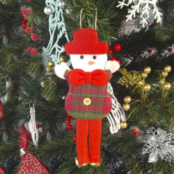 Новогоднее украшение подвеска Снеговик с колокольчиками