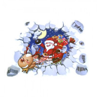 Интерьерная наклейка 3D Санта Клаус разбитая стена ABQ6005 45х60см (NG1-0119)