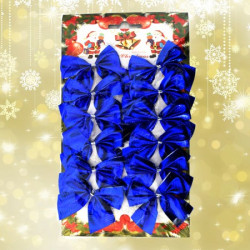 Новорічний декор Бантики (уп 12шт) синій