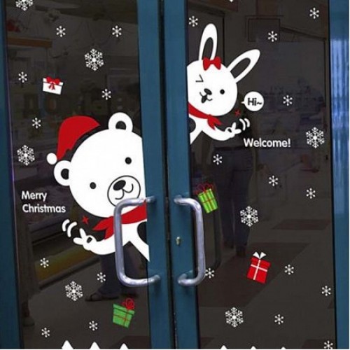 Интерьерная наклейка Новогодний мишка XH0823 60х90см (NG1-0128)