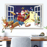 Интерьерная наклейка 3D рождественские Сани XH7246 50х70см (NG1-0126)