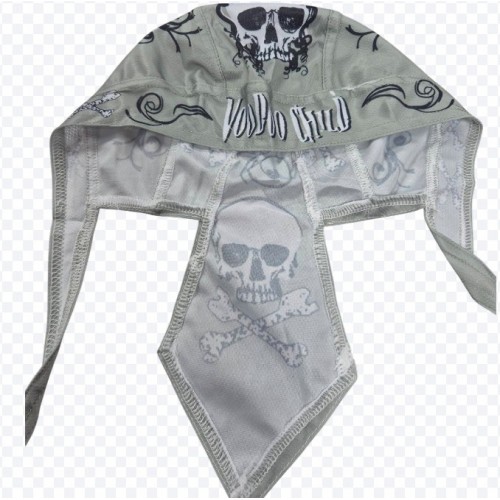 Бандана з черепом і трайбл-візерунком «Skull Tribal» — спортивна пов'язка на голову сіро-м'ятна, унісекс
