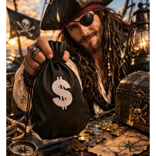 Мешок пиратский "Чёрная добыча" с символом доллара