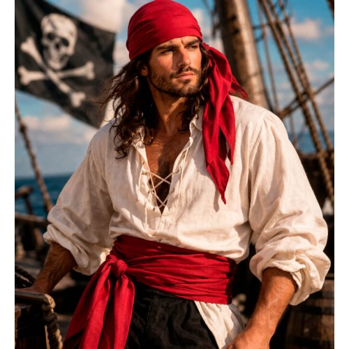 Пиратская бандана и пояс красные комплект 2 предмета