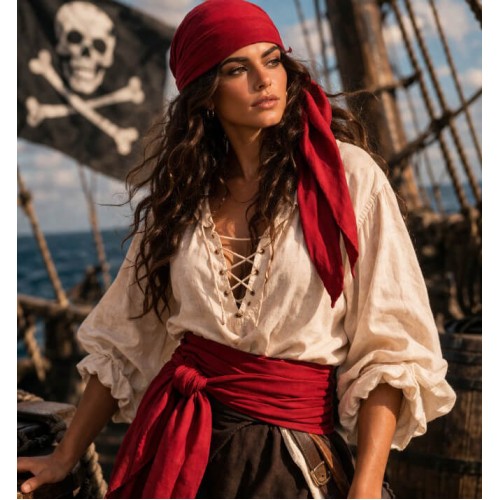 Пиратская бандана и пояс красные комплект 2 предмета