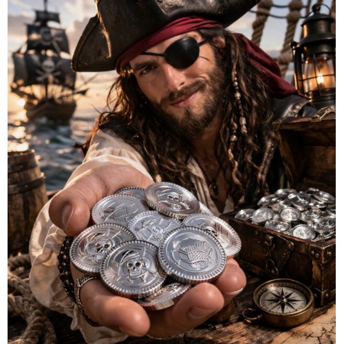 Пиратская монета "Серебряный клад" 1 шт