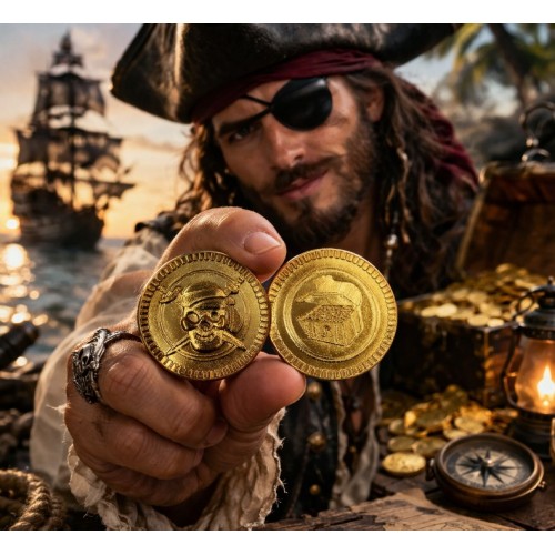 Пиратская монета "Золотой клад" 1 шт